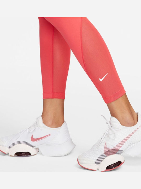 Dri-Fit One Training Γυναικείο Cropped Κολάν Ψηλόμεσο Κοραλι
