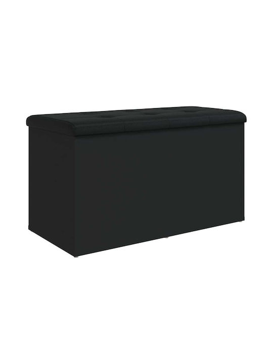 Stool For Living Room With Storage Space Wooden Black Velvet-Black Metal 82x42x45cm