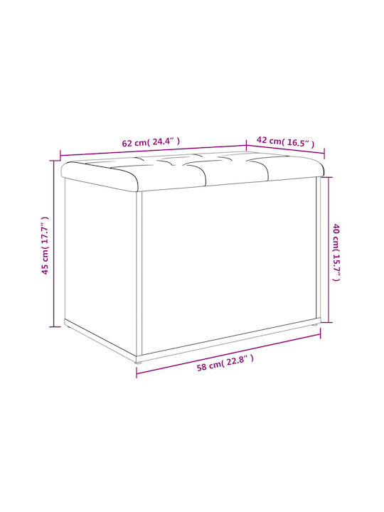 Stool For Living Room With Storage Space Wooden Coffee 62x42x45cm
