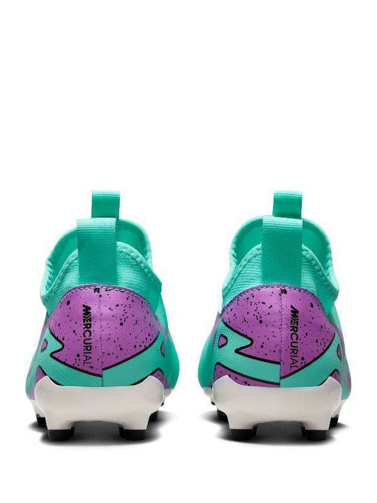 Kids Molded Soccer Shoes with Sock without Laces Hyper Turquoise / Black / White / Fuchsia Dream