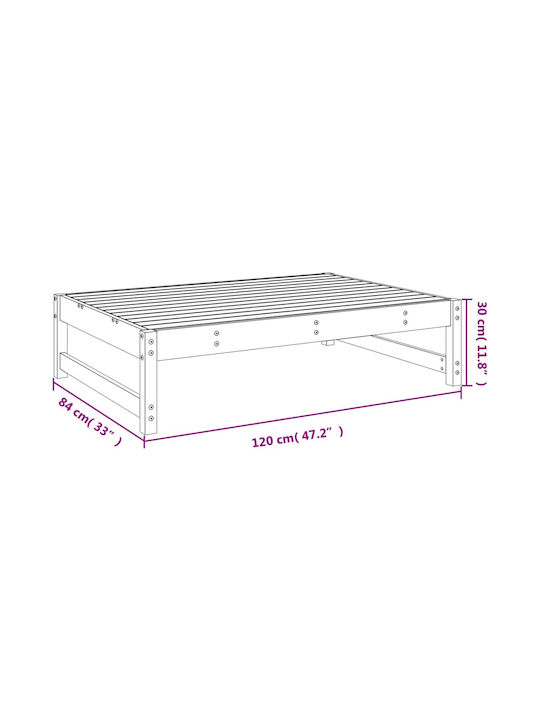 Дървено Градински Табурет Куб Черен 120x80x30см