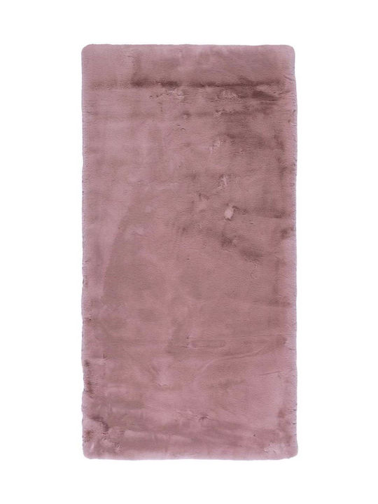 Persika Lapin Skin Rug Rectangular Furry Pink