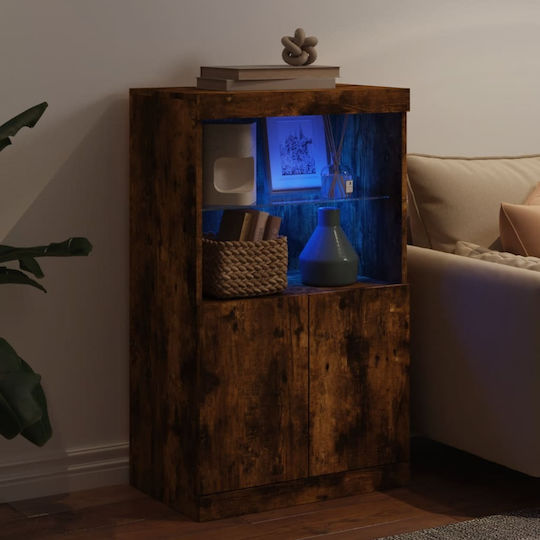 Bookcase with LED Smoky Oak 60.5x37x100cm