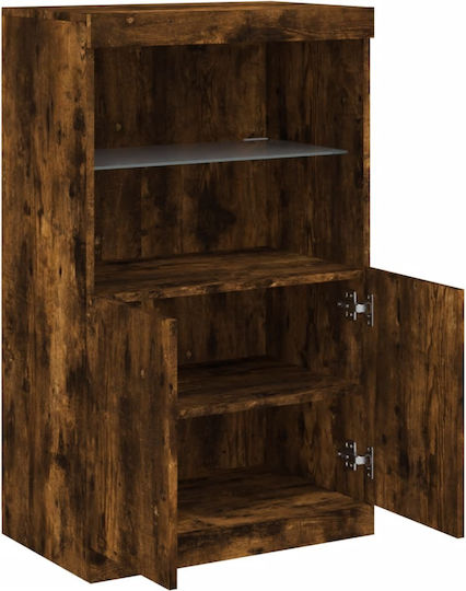 Bookcase with LED Smoky Oak 60.5x37x100cm