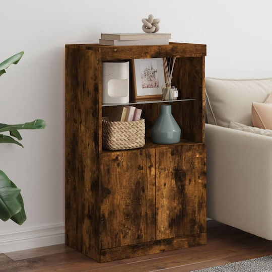 Bookcase with LED Smoky Oak 60.5x37x100cm