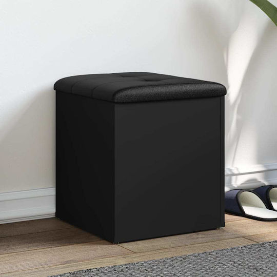 Scaune Camera de zi Cu spațiu de depozitare Tapițat cu Piele Ecologică Negru 42x42x45buc
