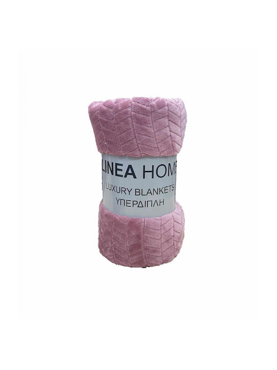 Linea Home Blanket Fleece Double 200x220cm. Dusty Pink