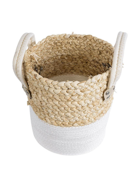 GloboStar Artificial Garden Nevada Planter Rattan Beige with Stand 23x23x23cm.