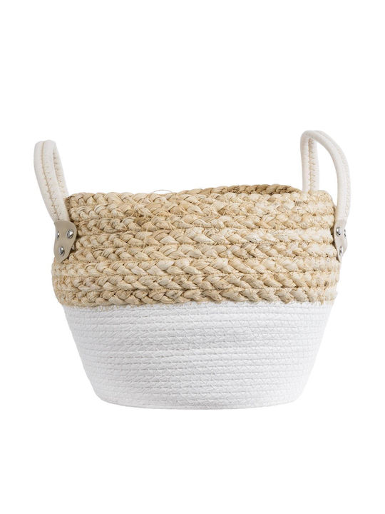 GloboStar Santorini Übertopf Rattan Beige 28x28x24εκ.