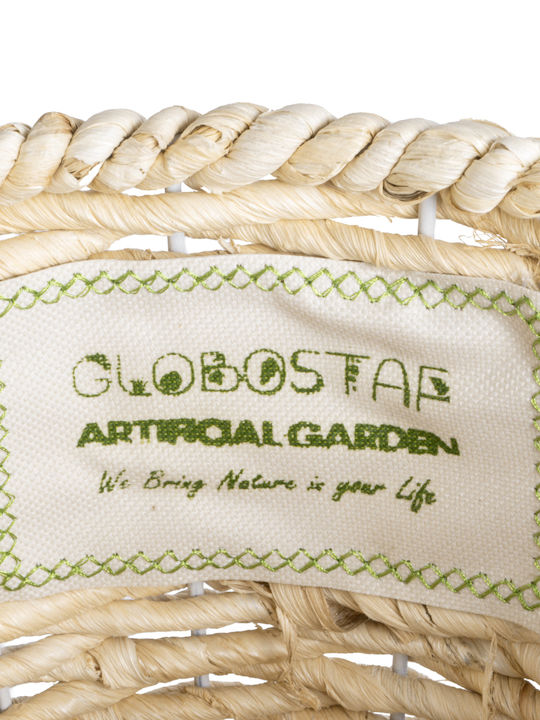 GloboStar Artificial Garden Limnos Κασπώ Ξύλινο Μπεζ με Βάση 26x26x66εκ.