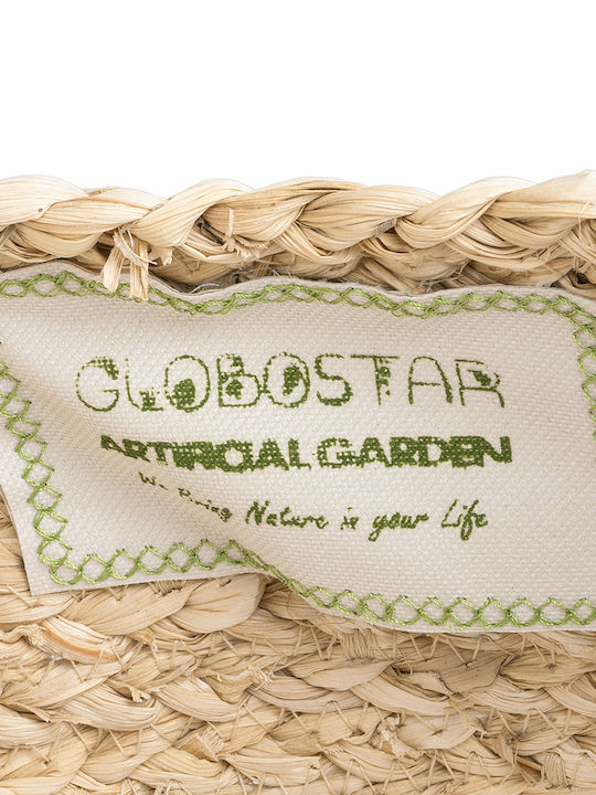 GloboStar Artificial Garden Nevada Planter Rattan Beige with Stand 33x33x28cm.