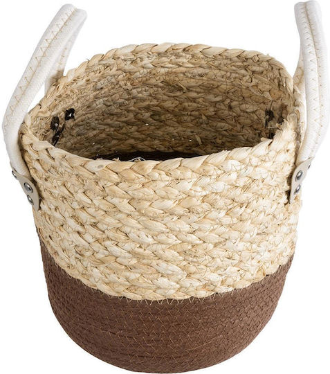 GloboStar Artificial Garden Carolina Planter Rattan Beige with Stand 23x23x23cm.