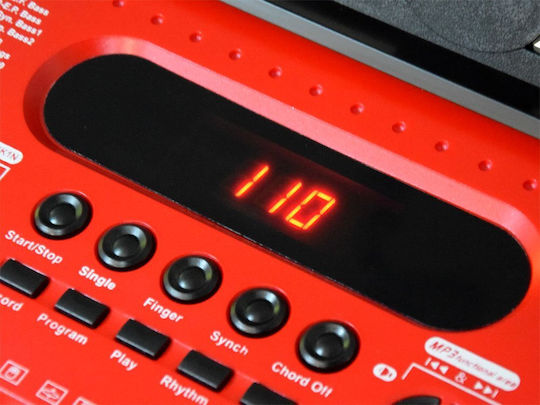 Jokomisiada Tastatur 61KL mit 61 Tasten mit Notenständer Rot