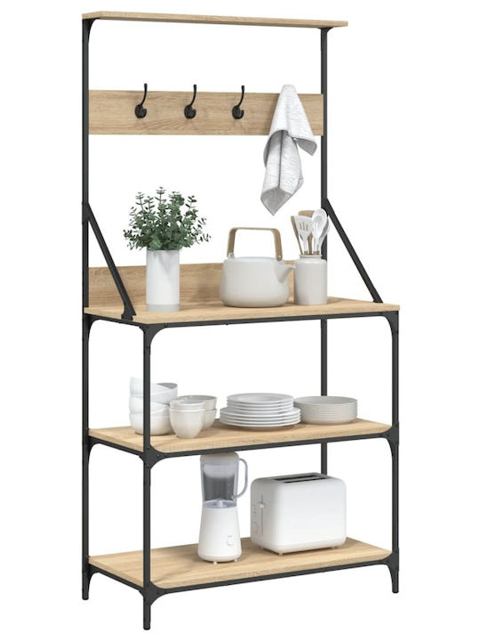 vidaXL Sonoma Lebensmittelregal Metallisch Mit Rädern Blau 84x40.5x170cm