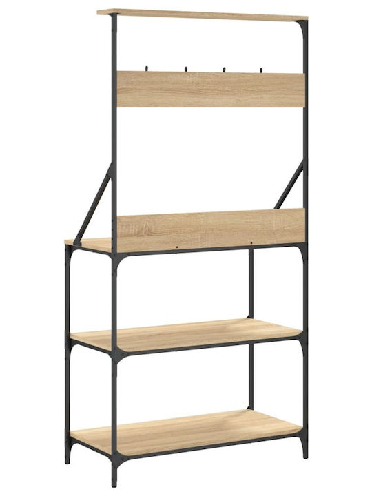 vidaXL Sonoma Lebensmittelregal Metallisch Mit Rädern Blau 84x40.5x170cm