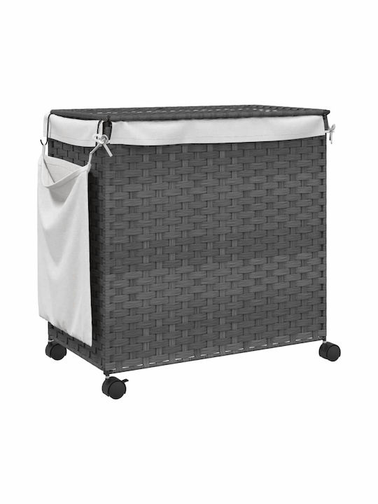 vidaXL 372041 Καλάθι Απλύτων Υφασμάτινο Πτυσσόμενο με Καπάκι 60x35x60.5cm Γκρι