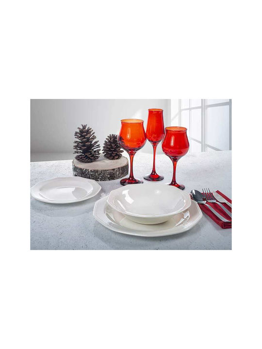 Max Home Wavy Red Set Gläser Wasser aus Glas in Rot Farbe Mit Stiel 370ml 6Stück