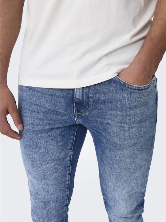 Men's Jeans Pants with Regular Fit Medium Blue Denim
