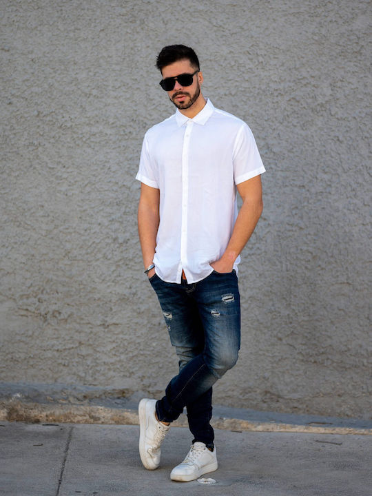 Yolofashion Men's Shirt Short Sleeve White