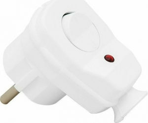 DM Pro Male Schuko Plug Corner with Switch White