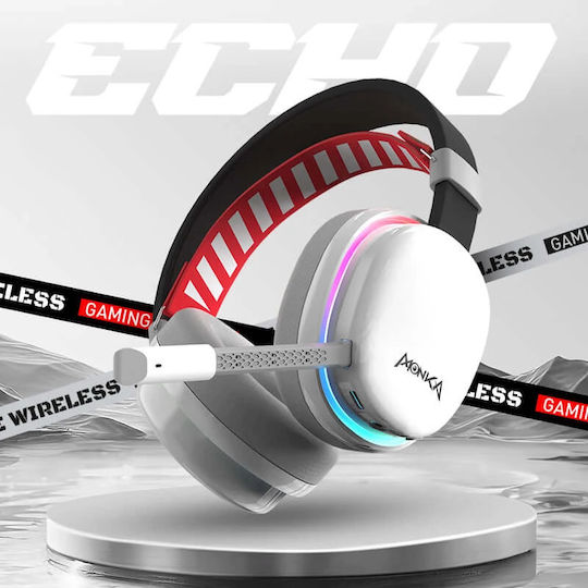Marvo Monka Echo Ασύρματο Over Ear Gaming Headset με σύνδεση Bluetooth Λευκό