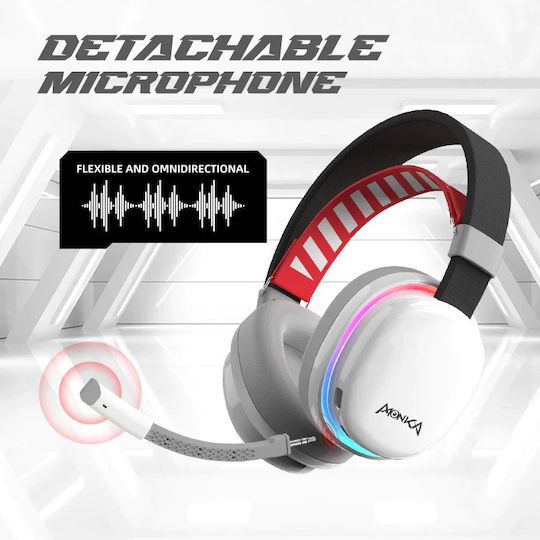 Marvo Monka Echo Ασύρματο Over Ear Gaming Headset με σύνδεση Bluetooth Λευκό