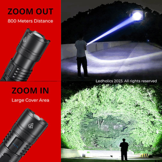Ledholics Lumină de lucru și de sit, cu baterie Lanternă LED IP44 cu Luminozitate Maximă 1300lm