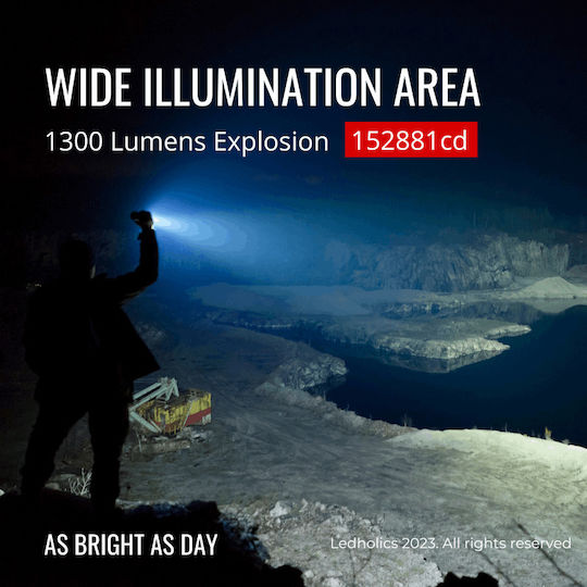 Ledholics Lumină de lucru și de sit, cu baterie Lanternă LED IP44 cu Luminozitate Maximă 1300lm