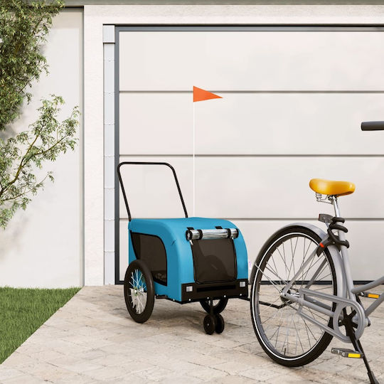 vidaXL Remorcă bicicletă pentru transport câine până la 45kg Albastru M125xL66xA63cm.