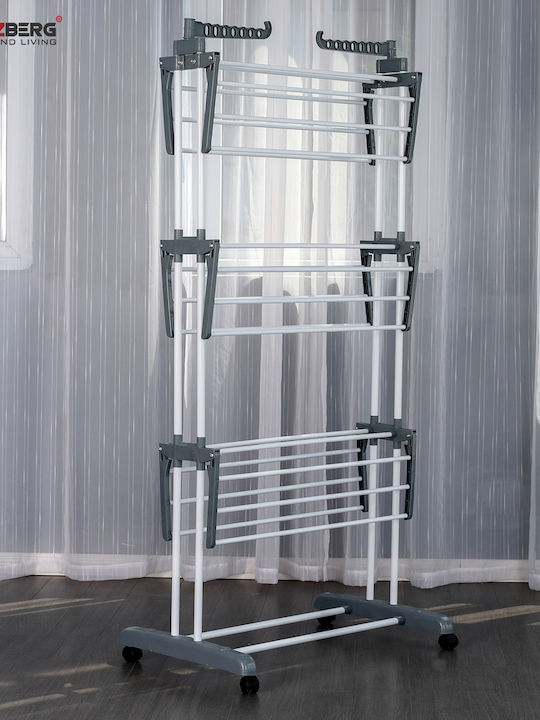 Herzberg Stainless Steel Folding Hanging Clothes Drying Rack 126x64cm