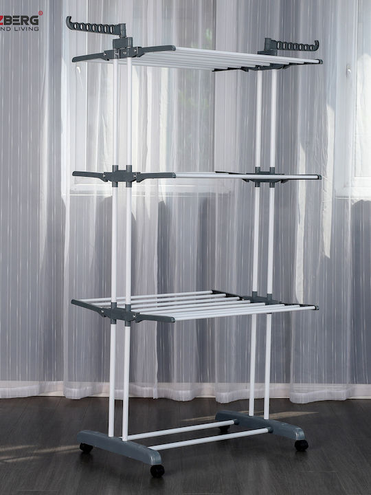Herzberg Stainless Steel Folding Hanging Clothes Drying Rack 126x64cm