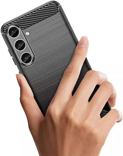 Hurtel Carbon Umschlag Rückseite Silikon Schwarz (Samsung Galaxy S24+)