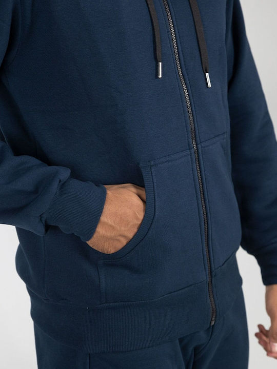 Paco & Co Men's Sweatshirt Jacket with Hood Dark Blue