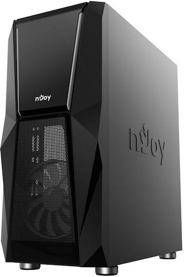 NJOY Fort Gaming Midi-Turm Computergehäuse mit Seitenfenster und RGB-Beleuchtung Schwarz