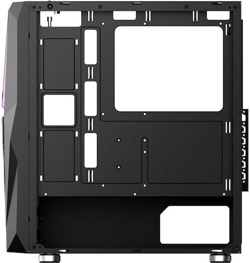 NJOY Fort Gaming Midi-Turm Computergehäuse mit Seitenfenster und RGB-Beleuchtung Schwarz