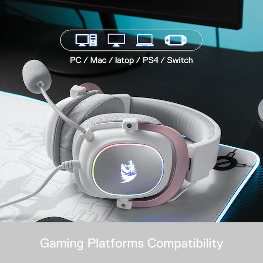 Redragon H510 Zeus-X RGB Over Ear Gaming Headset με σύνδεση USB Λευκό