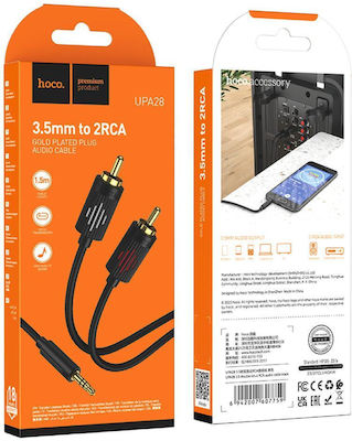 Hoco Καλώδιο 3,5 mm Stecker - 2x RCA-Stecker Schwarz 1.5m (UPA28)