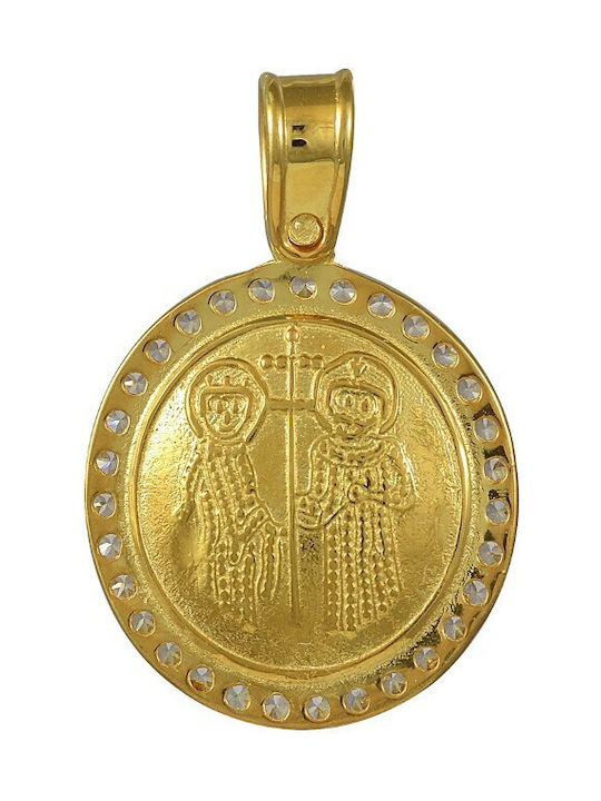 Pendant Kids Talisman Double Sided Constantine from Gold 6001Κ1