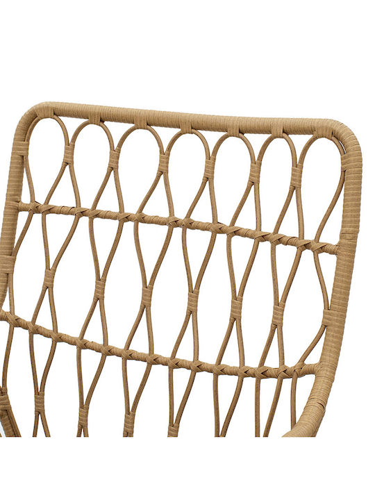 Fotoliu de exterior Rattan Naoki Negru - Natural cu pernă 47x47x99cm
