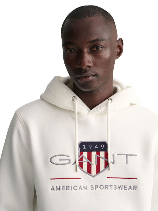 Archive Shield Sweatshirt with Hood White