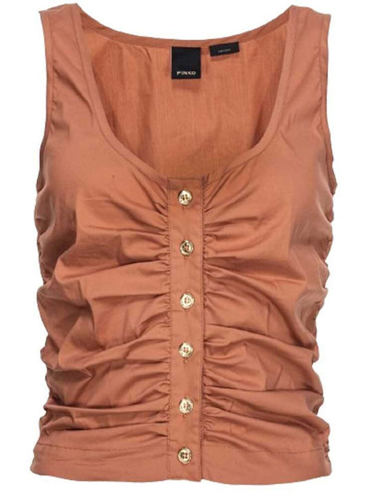 Pinko Damen Bluse Baumwolle Ärmellos Braun