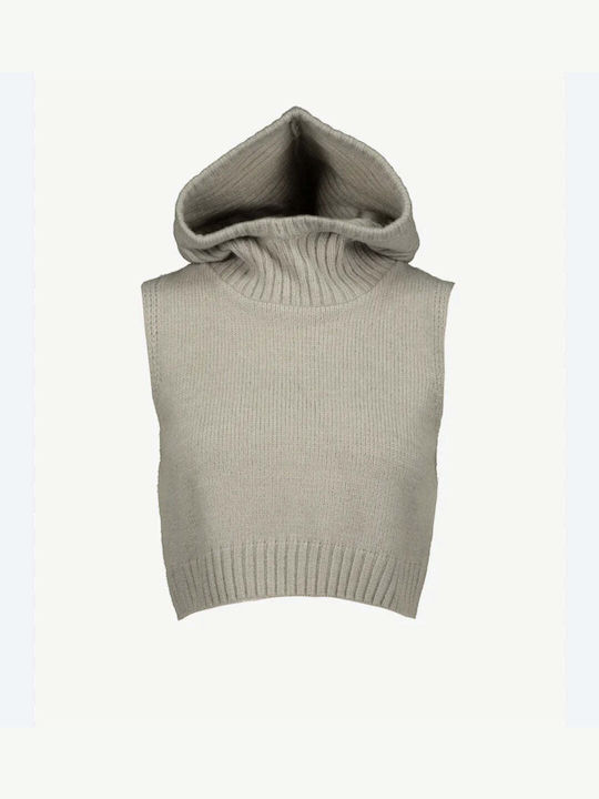 Tally Weijl Damen Ärmellos Crop Pullover mit Kapuze Gray