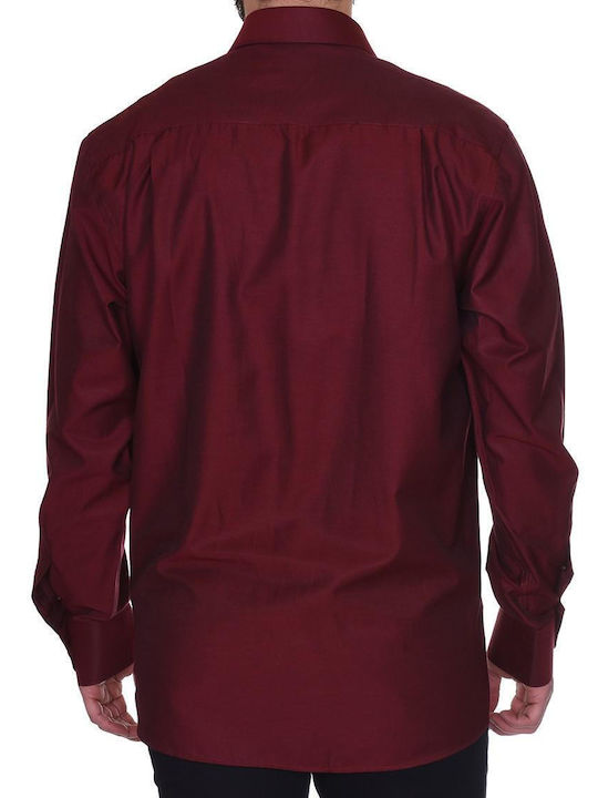 Luigi Men's Shirt Long Sleeve Bordeaux