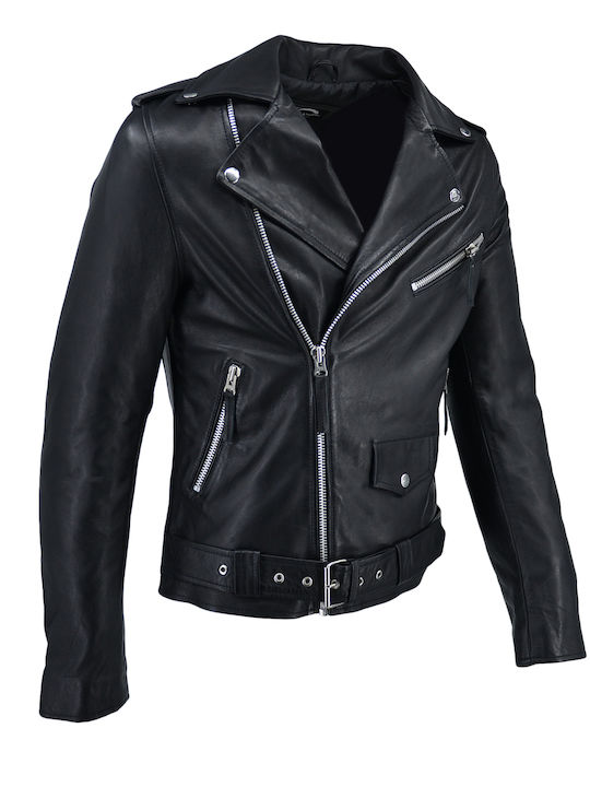 Δερμάτινα 100 Men's Winter Leather Jacket Black