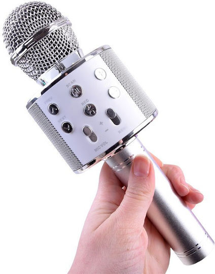 BB-Shop Μικρόφωνο Karaoke Ασύρματο IN0136 σε Ασημί Χρώμα