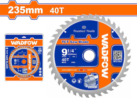 Wadfow Cutting Disc Wood Hole Diameter 235mm with 40 Teeth 1pcs