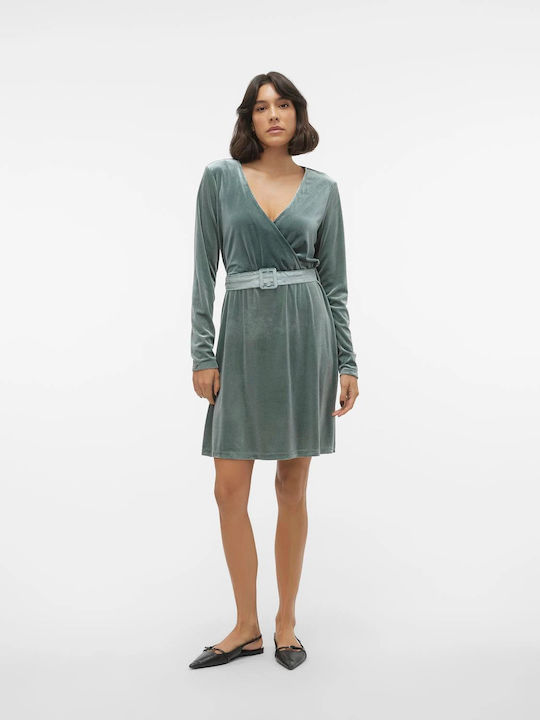 Vero Moda Mini Evening Dress Velvet Green