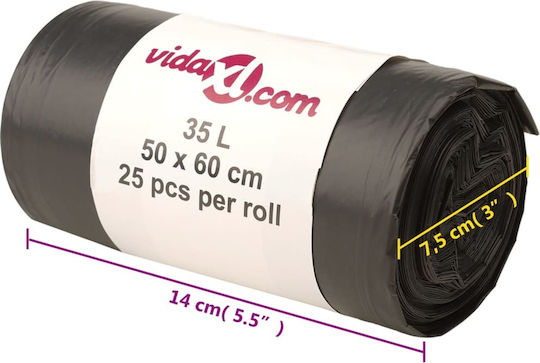 vidaXL Trash Bags Capacity 35lt 50x60cm 250pcs Black