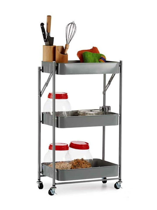 Kinvara Troler De Bucătărie Din Plastic Cu 3 Locuri Gri 45.5x29.5x78.5cm