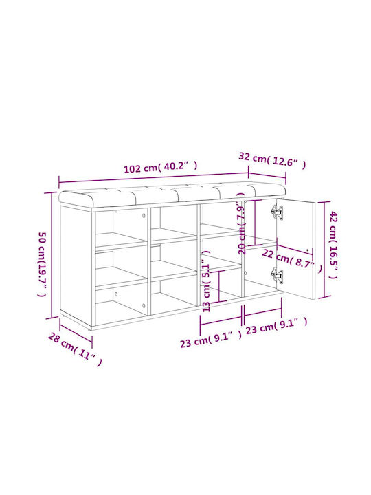 Entry Furniture with Shoe Rack & Bench Gray 102x32x50cm